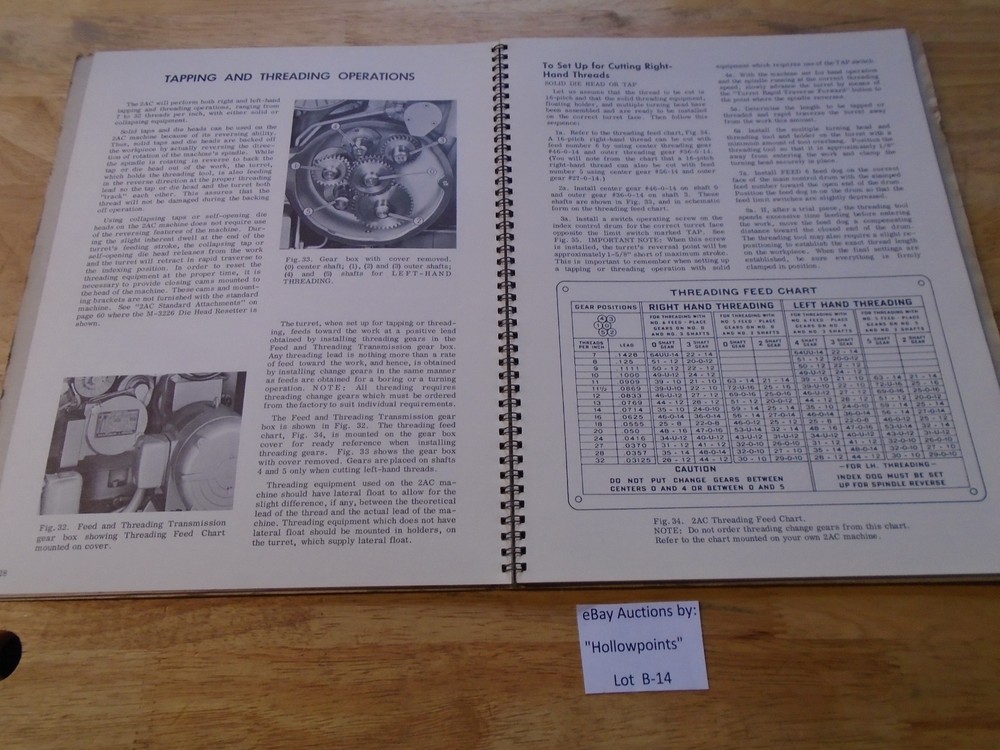 Warney & Swasey 2-AC Operating Instructions Single Spindle Automatic Manual B14