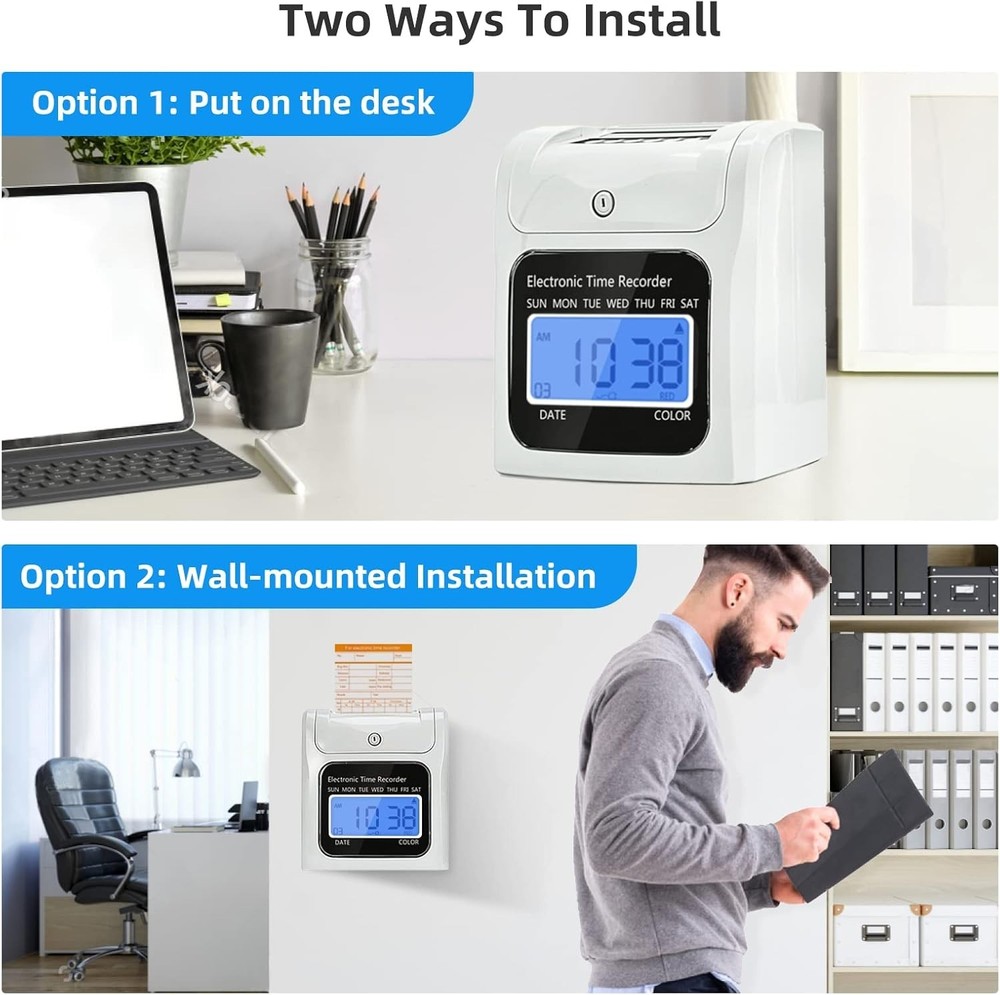 Employee Time Clocks for Small Business, Auto-Align Time Clock Punch Machine wit