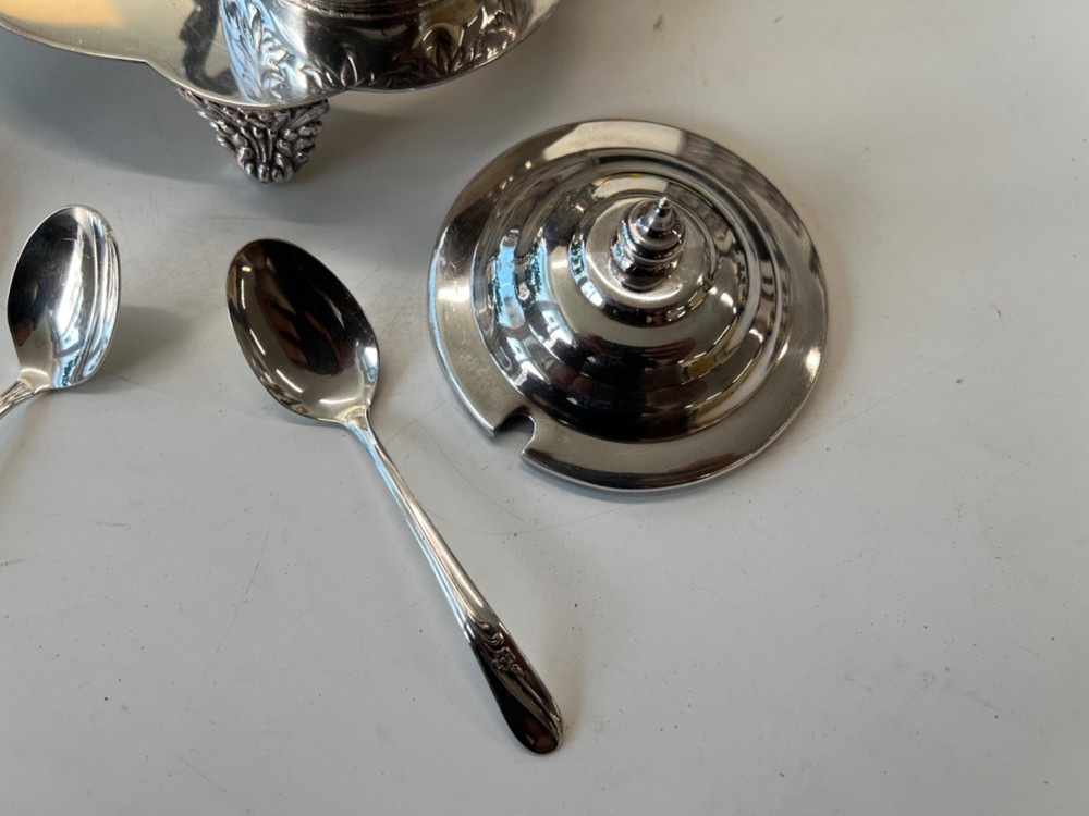 Vintage Silver Plated Condiment Jam Caddy Set
