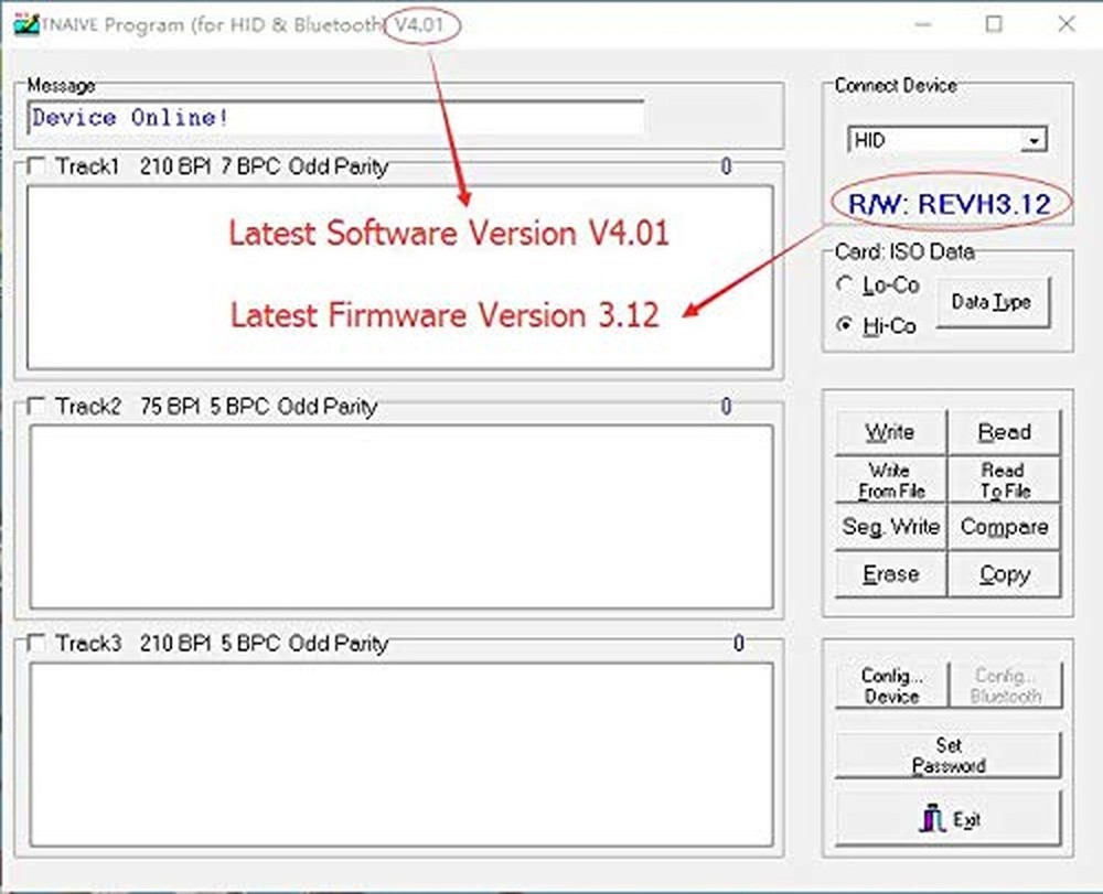 X6BT Bluetooth Mag VIP Card Reader Writer USB 3 Tracks Swipe Encoder