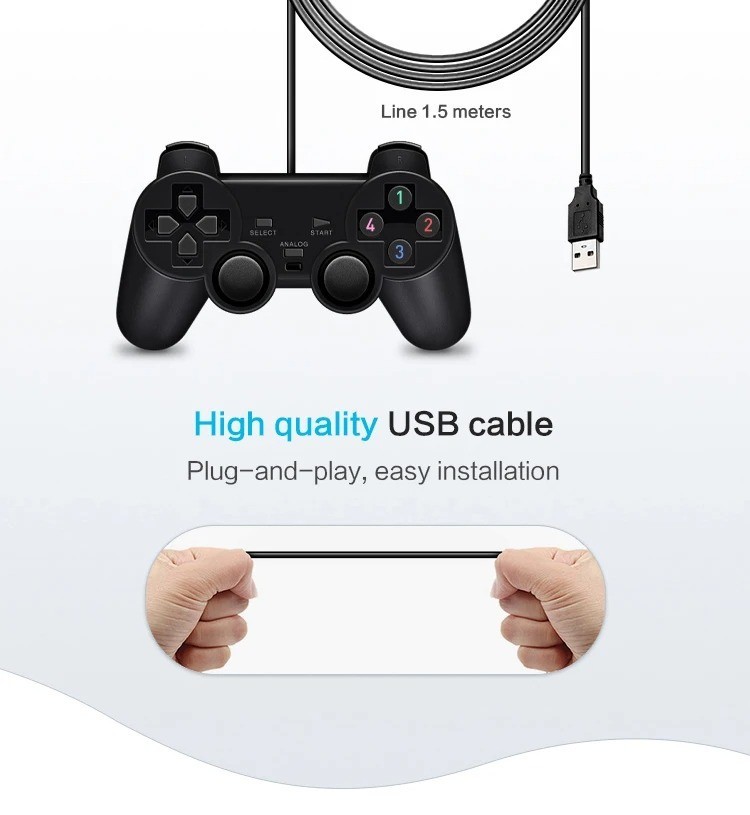 Data Frog Wired Gamepad with Analog Sticks & Vibration, USB PC Controller for Pl