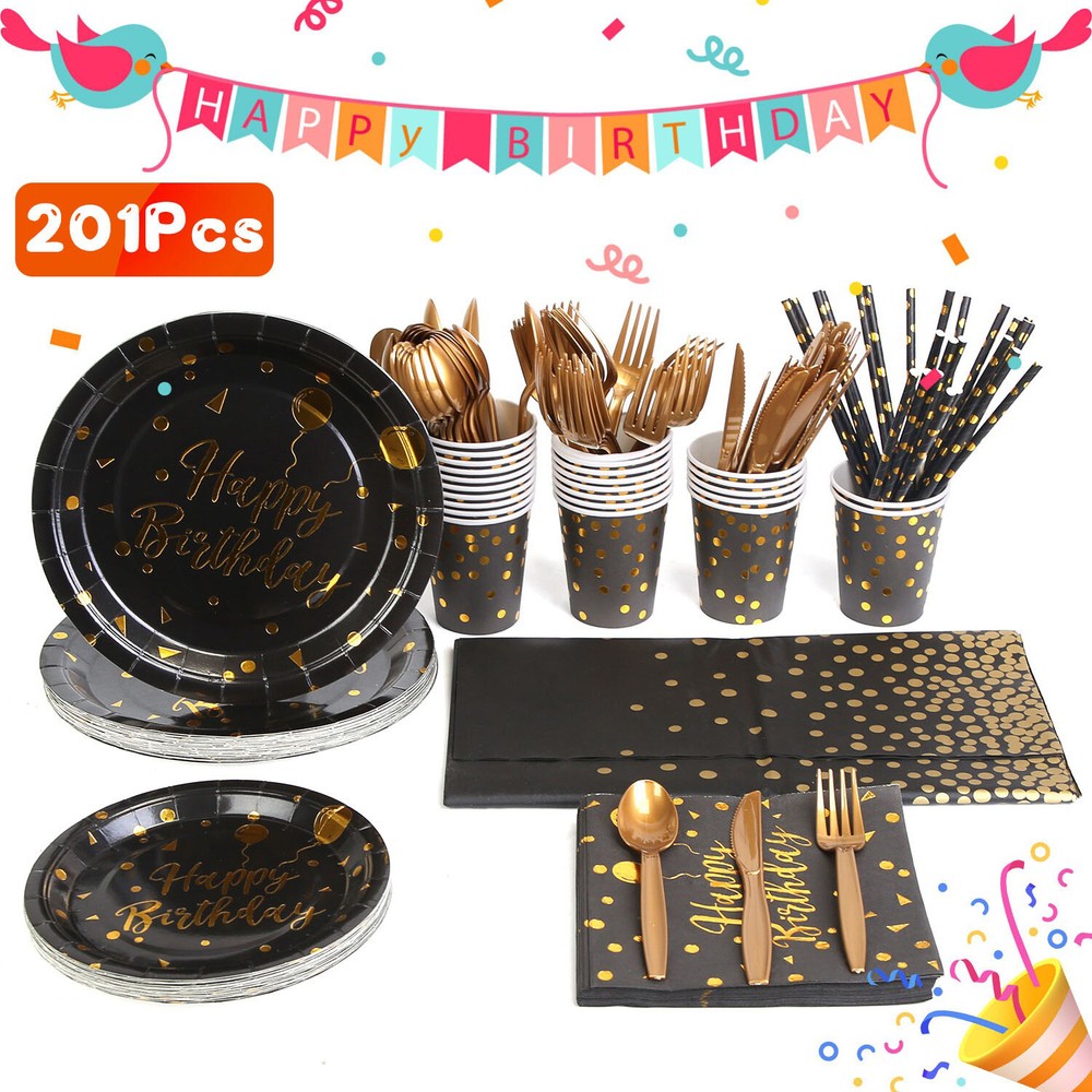 Disposable Dinnerware Set (25 Guests) Plastic Plates Cups Fork for Party Wedding