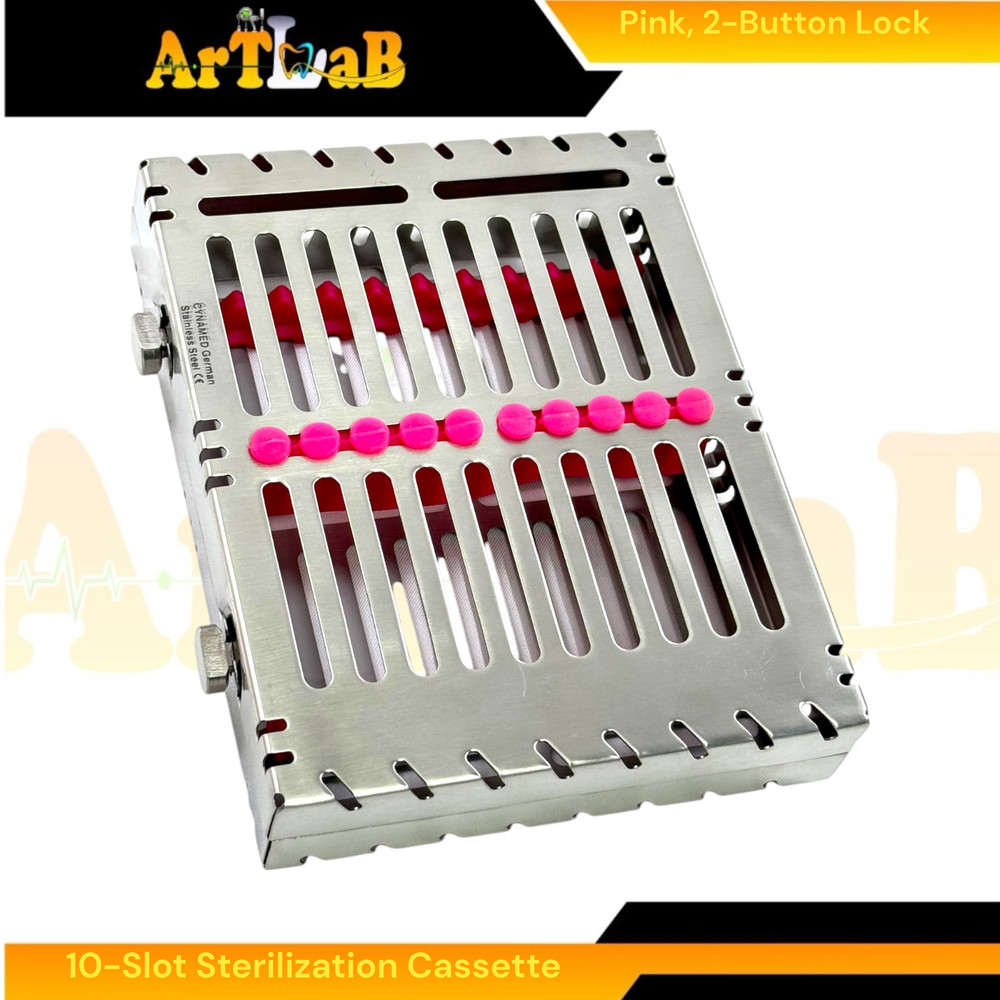 2pcs Sterilization Rack Box with Detachable Lids & Button Locks, 10 Slot Each