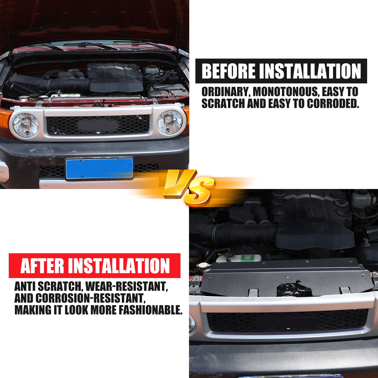 Aluminum Alloy Radiator Cooling Plate Black For Toyota FJ Cruiser 2007-2021 1PCS