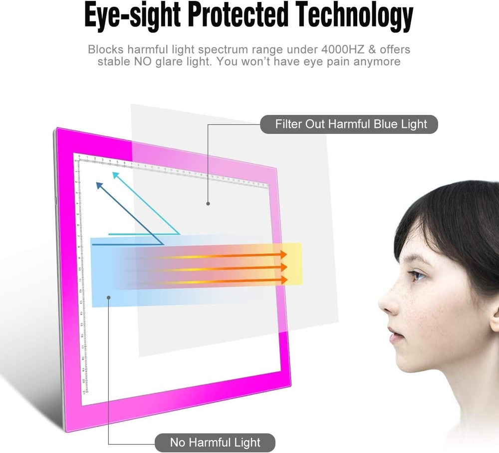 A4 Light Tablet Ultra-Thin Portable LED Light Table for Drawing Sketching Pink