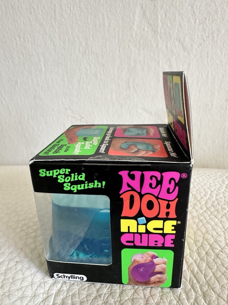Schylling Nee Doh Nice Cube Super Solid Squish Squeeze Blue Toy
