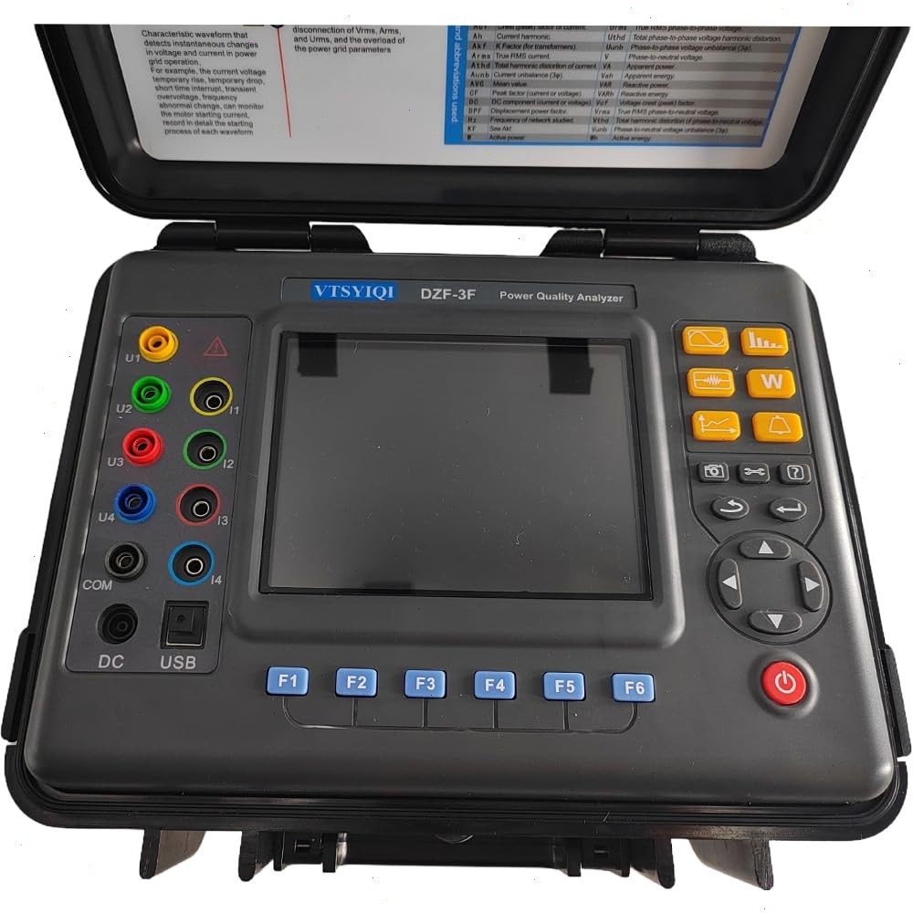 Three Phase Power Quality Meter with 4 PCS Circle Current Clamp 1.0A-1000A
