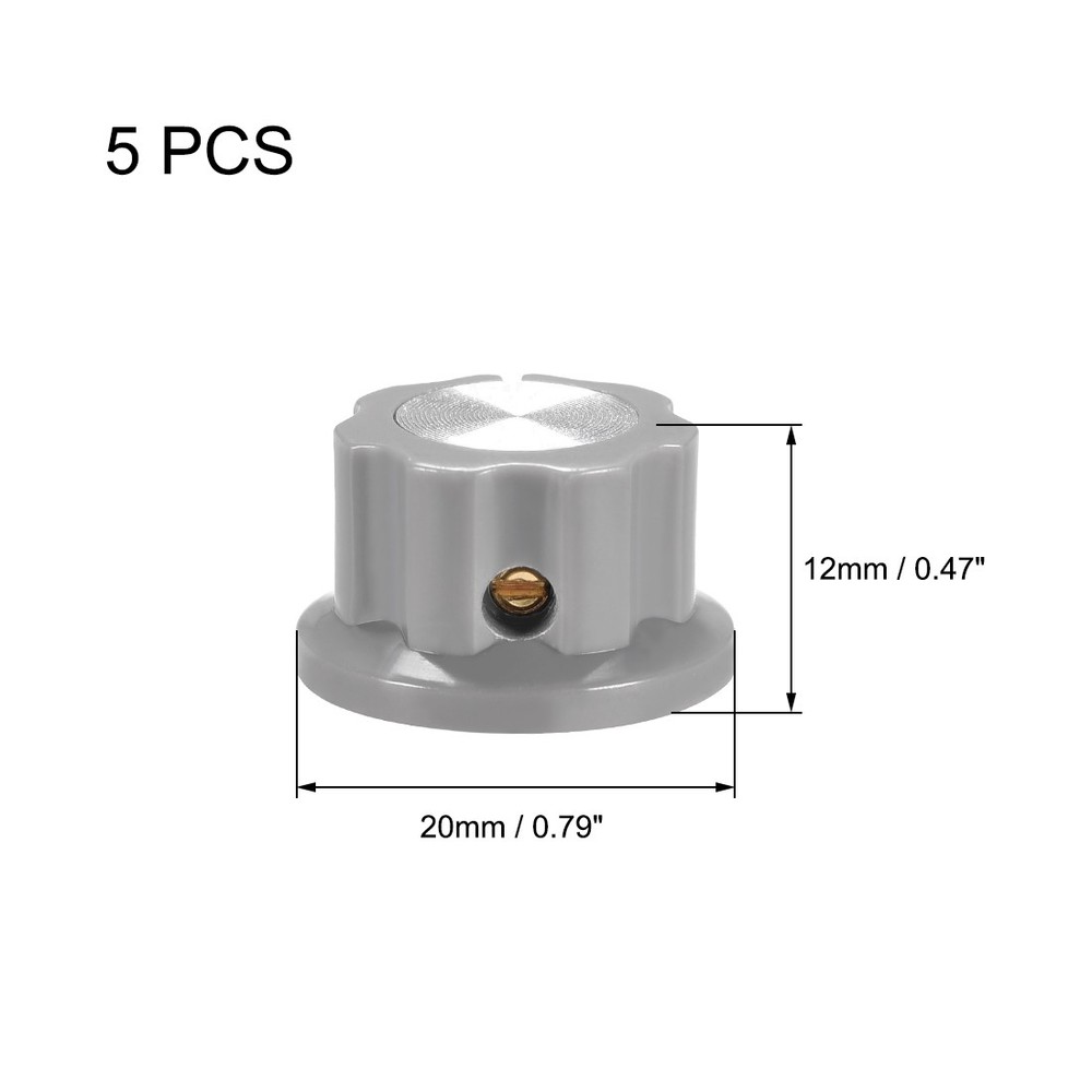 5 Pcs 6.4mm Shaft Hole Potentiometer Volume Control Rotary Knobs Grey