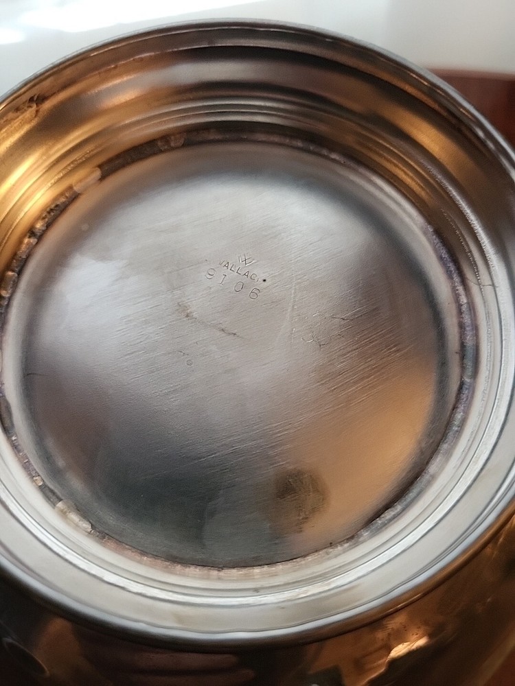 Vintage Wallace Silverplate with Gold Enamel 6" Footed Bowl, #9106