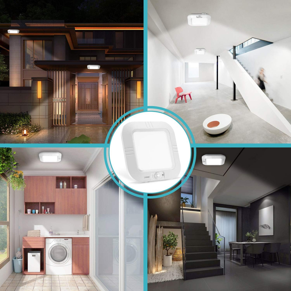 LINEWAY Motion Sensor Ceiling Light - Indoor Motion Activated LED Light, 6000K,