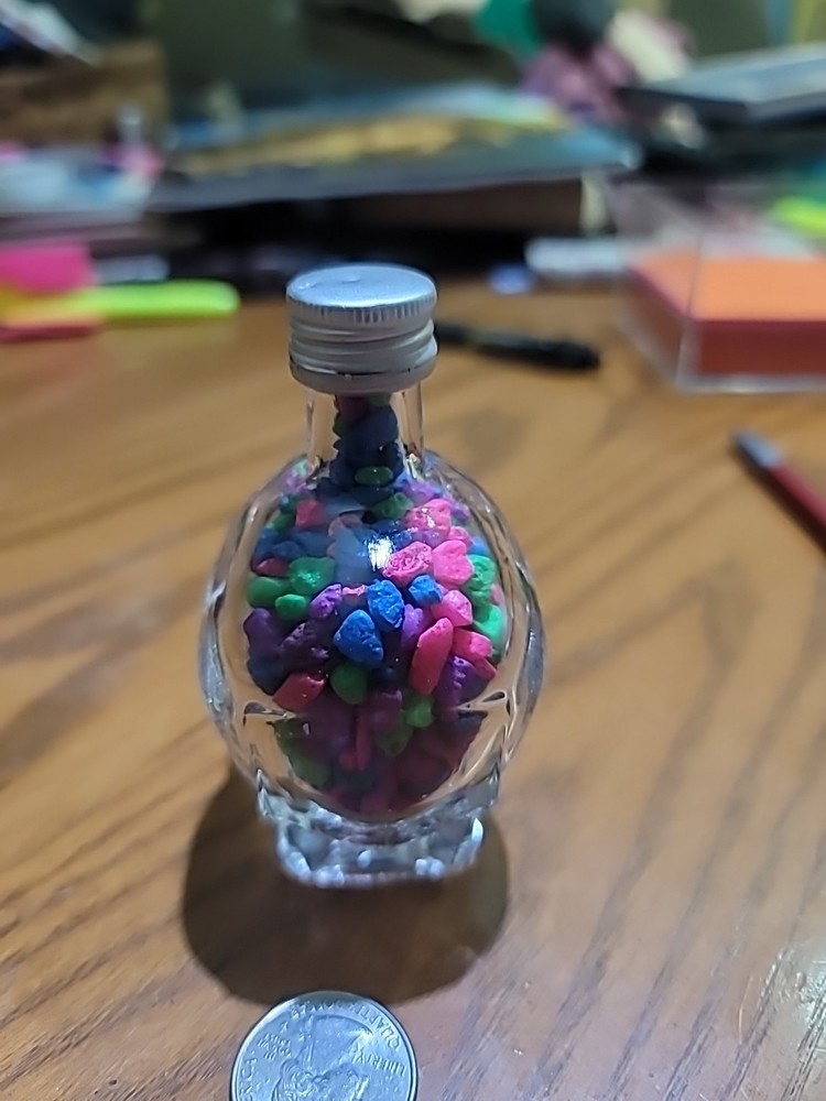 Vintage Skull Bottle Silver Screw Top Black Light