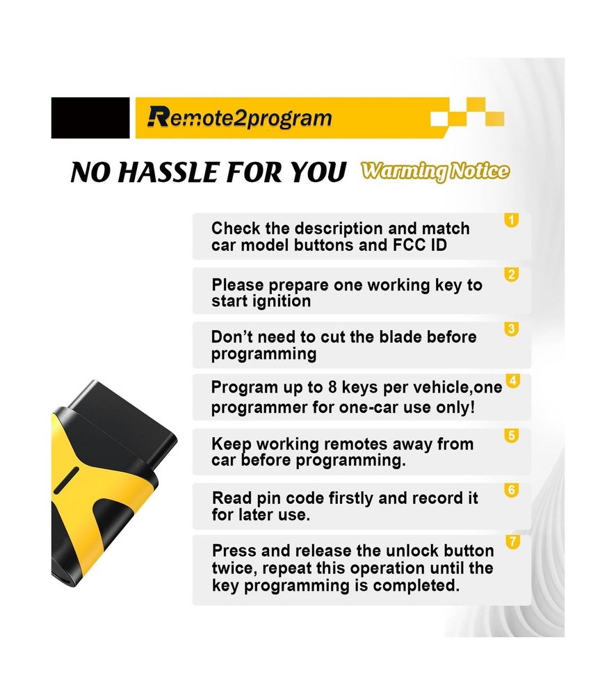 Self Programmable Car Key Fob Smart DIY Programming Remote and Keyless Entry ...