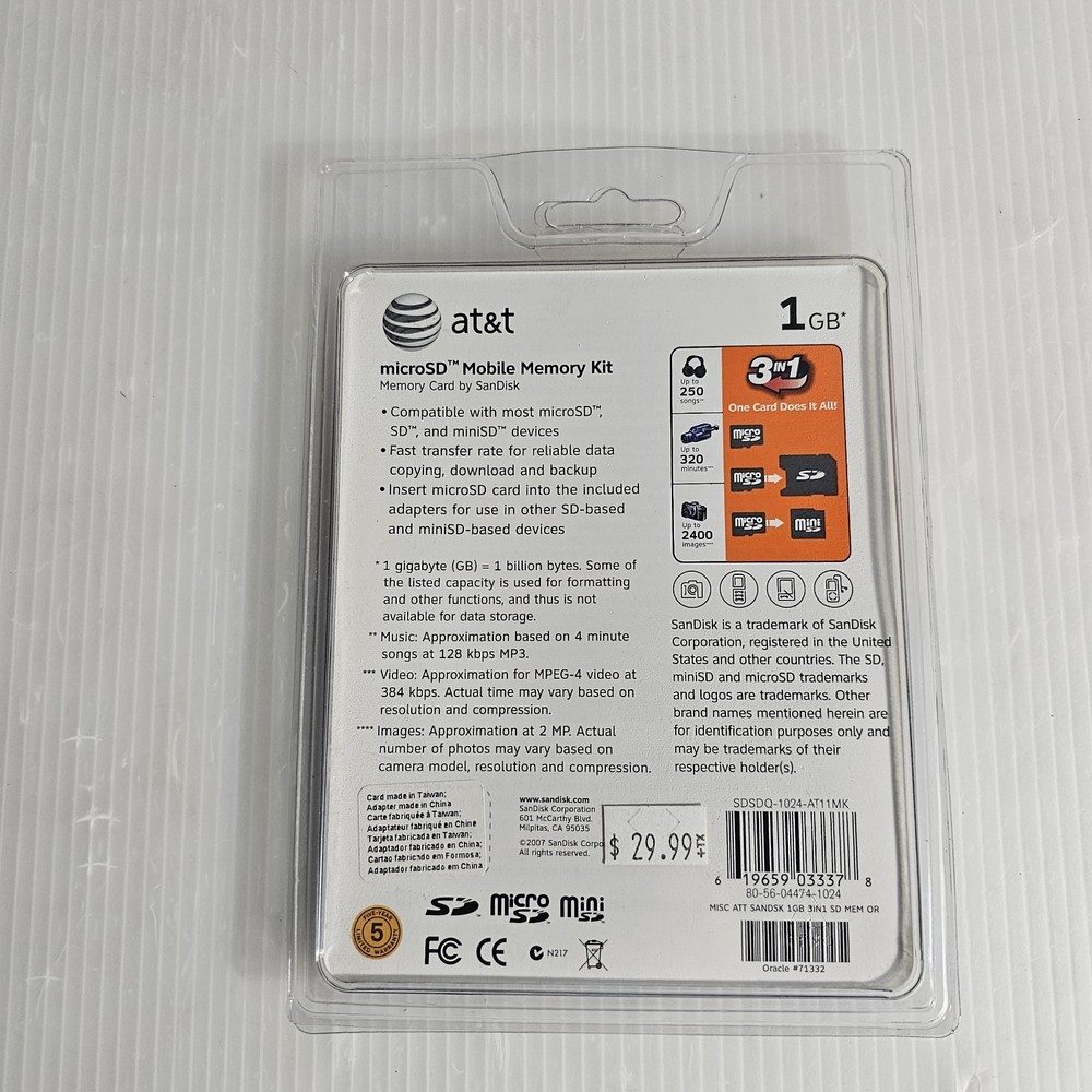 Universal Sandisk Micro SD Mobile Memory Kit 1GB Adaptor