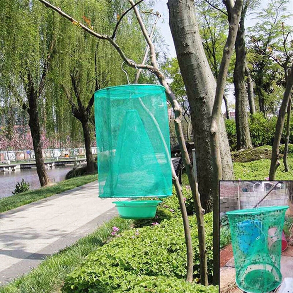 2 Pack Fly Trap Reusable Hanging Folding Ranch Trap Catcher Pest Control Killer