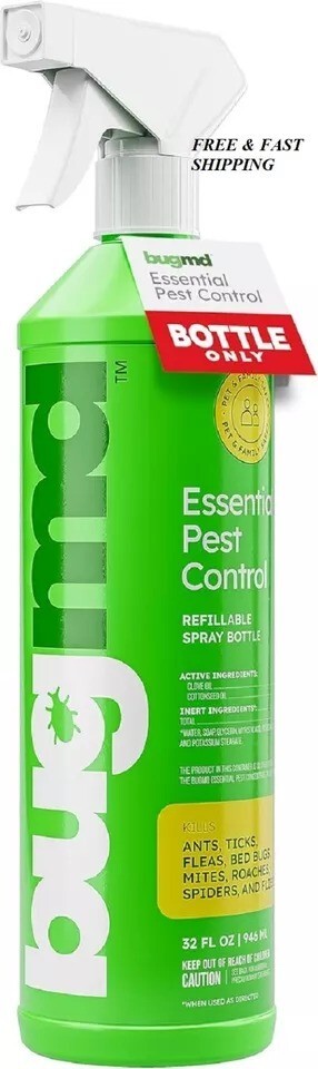 BugMD Essential  Concentrate Use Pest Pure 100% Refillable Spray Bottle 32 oz