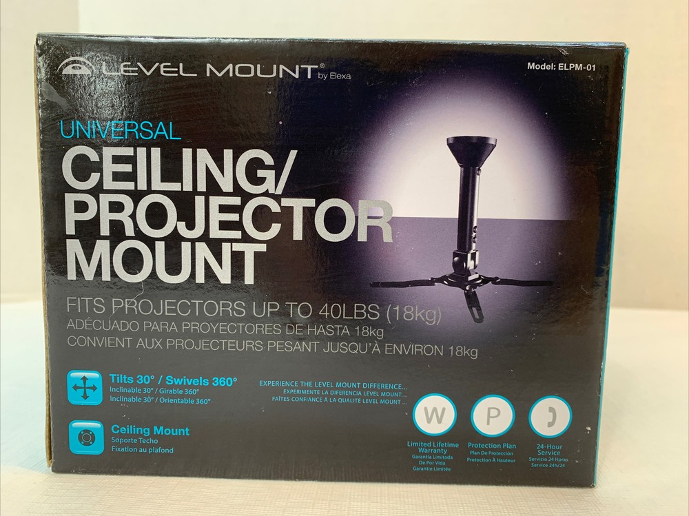 Level Mount Universal Ceiling Projector Mount ELPM-01 NEW in Box - Free Ship!