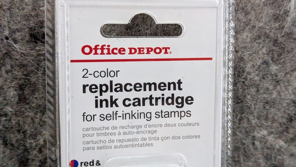 Office Depot Self-inking Stamp Replacement Pad, Blue/Red Ink