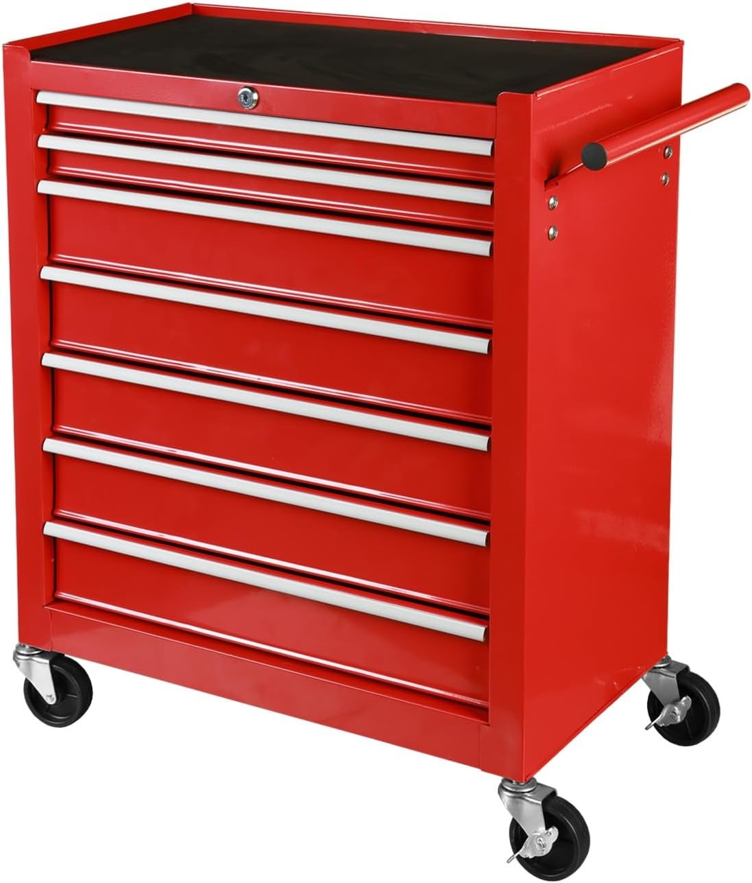 Rolling Tool Chest 7 Drawers, Portable Tool Storage Cabinet with Wheels, Red