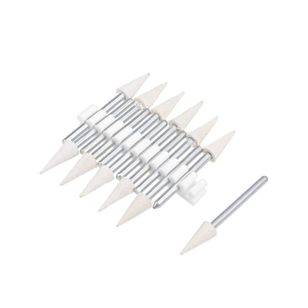 Wool Felt Points 6mm Conical Polishing Bits Burrs Buffing Wheels Set