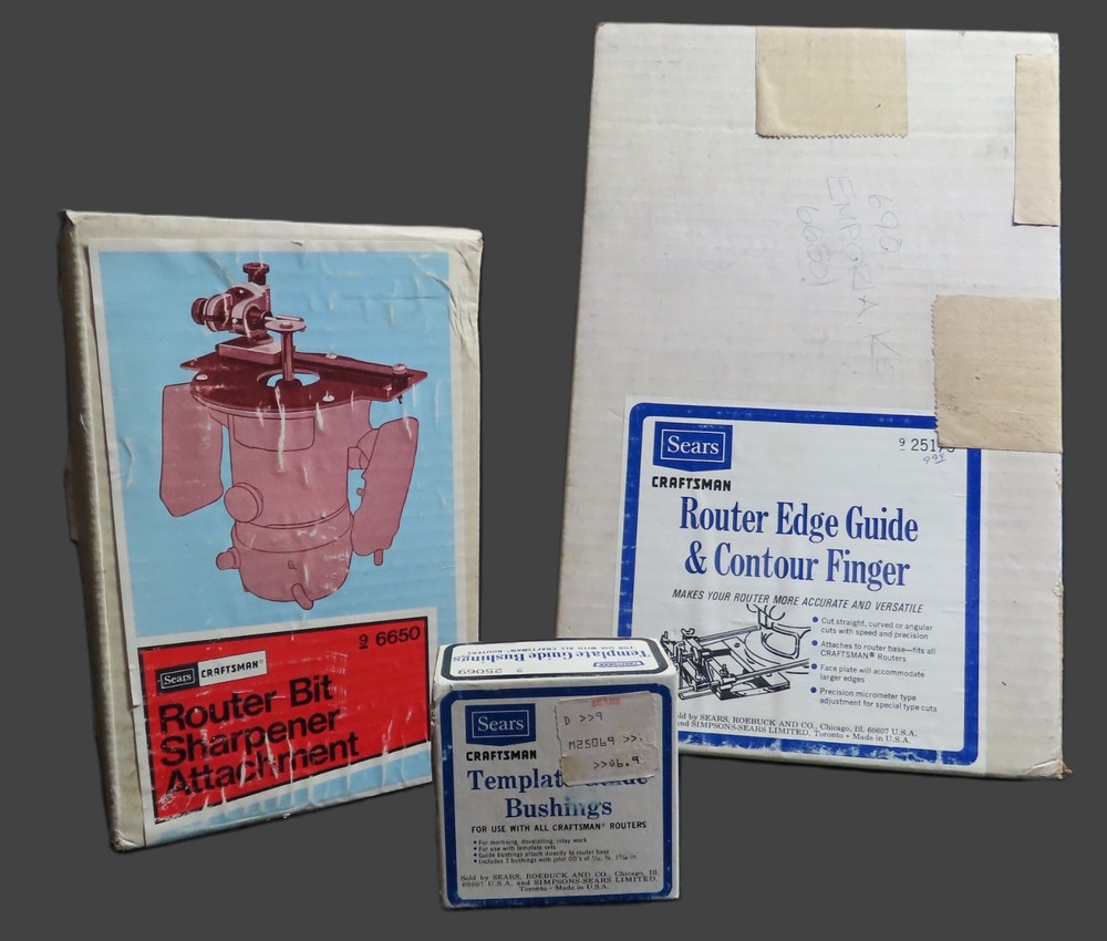 Sears Craftsman Router Access - Template Bushings - Edge Guide - Bit Sharpener