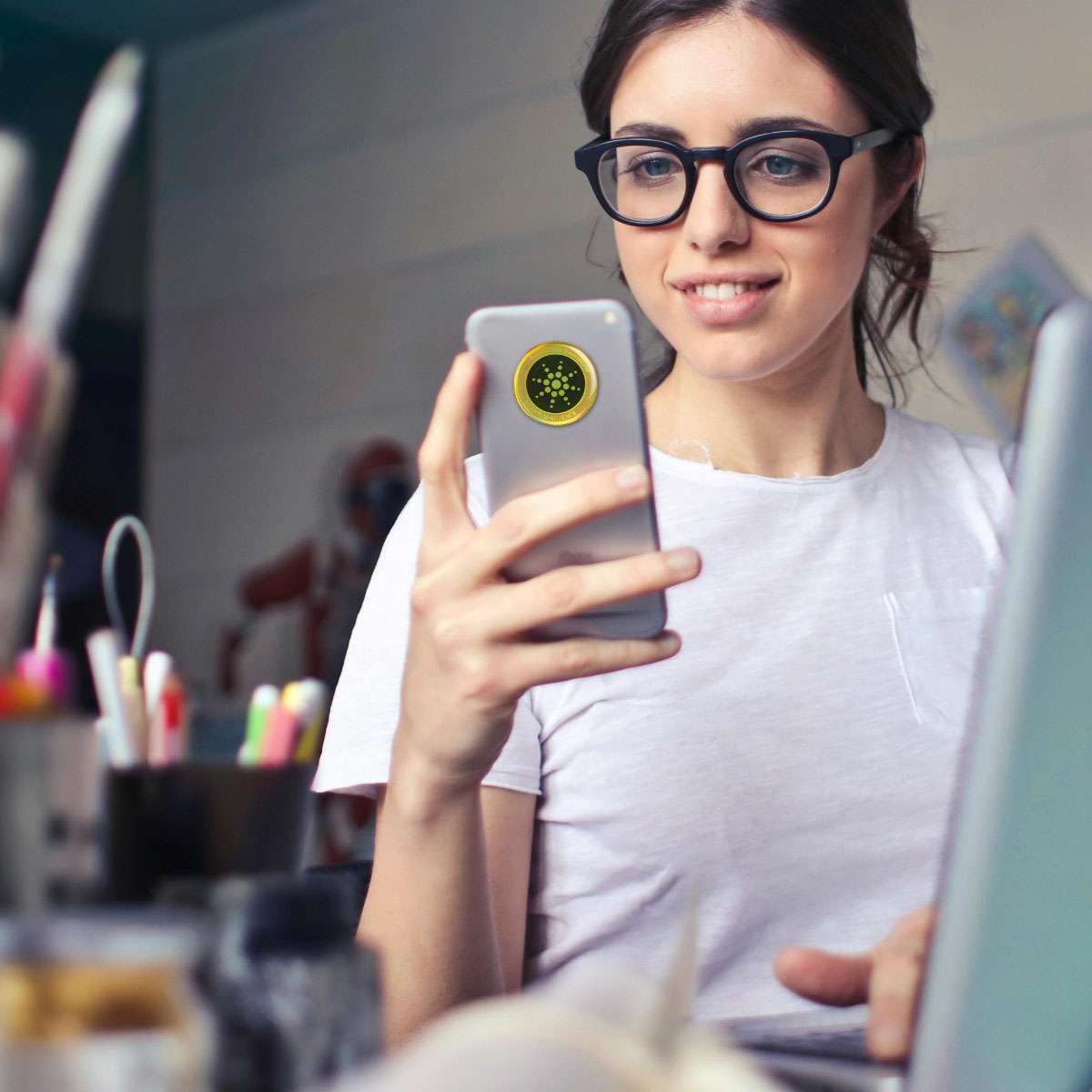 Silver Quantum Anti Radiation Shield 5G-EMF Protection Phones Laptops 6 Stickers