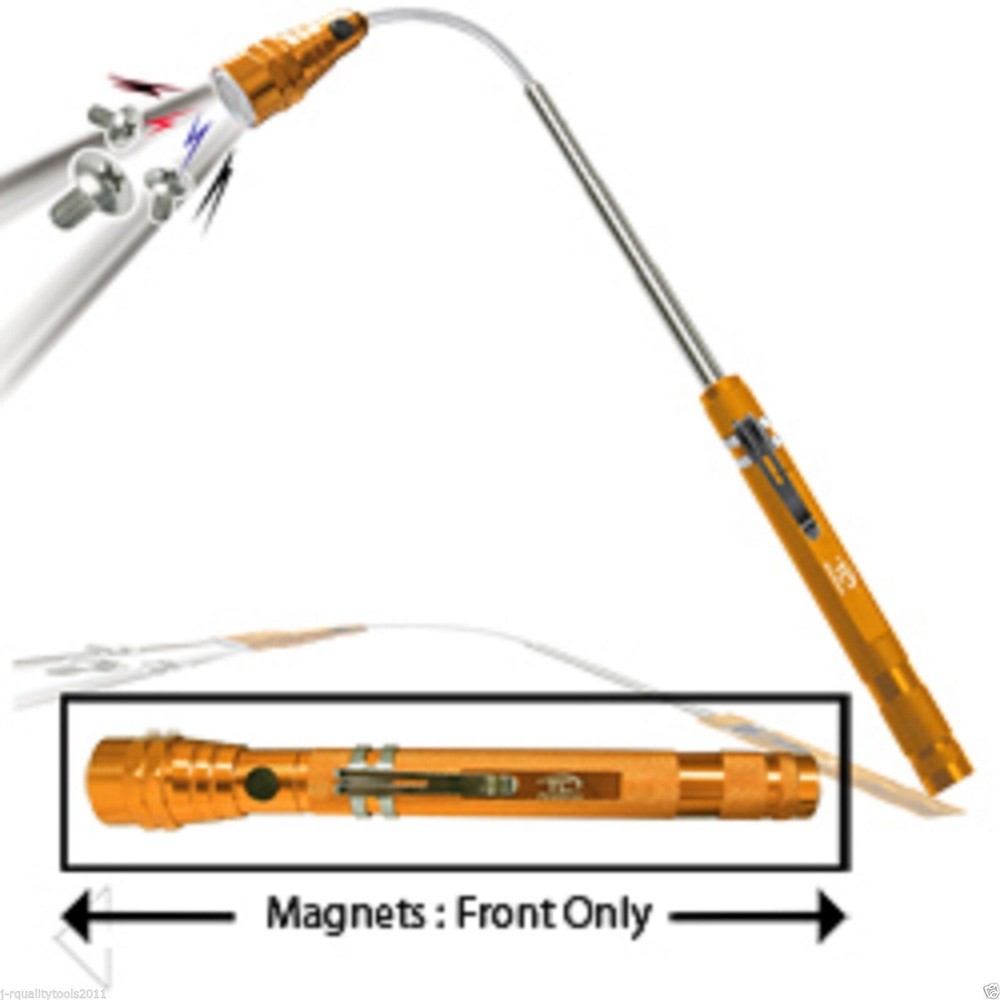 Magnetic Pick Up Tool Flashlight Flex Head Telescopic