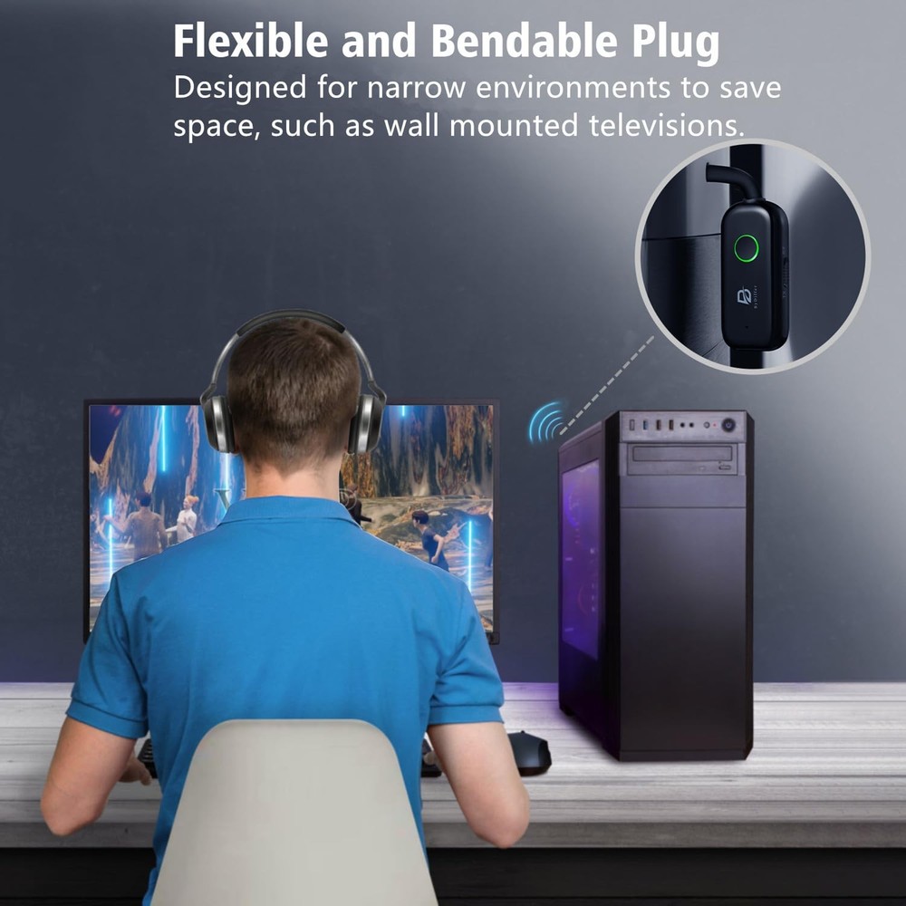 Bluetooth 5.2 Audio Transmitter Receiver for TV, Bluetooth Transmitter for He...