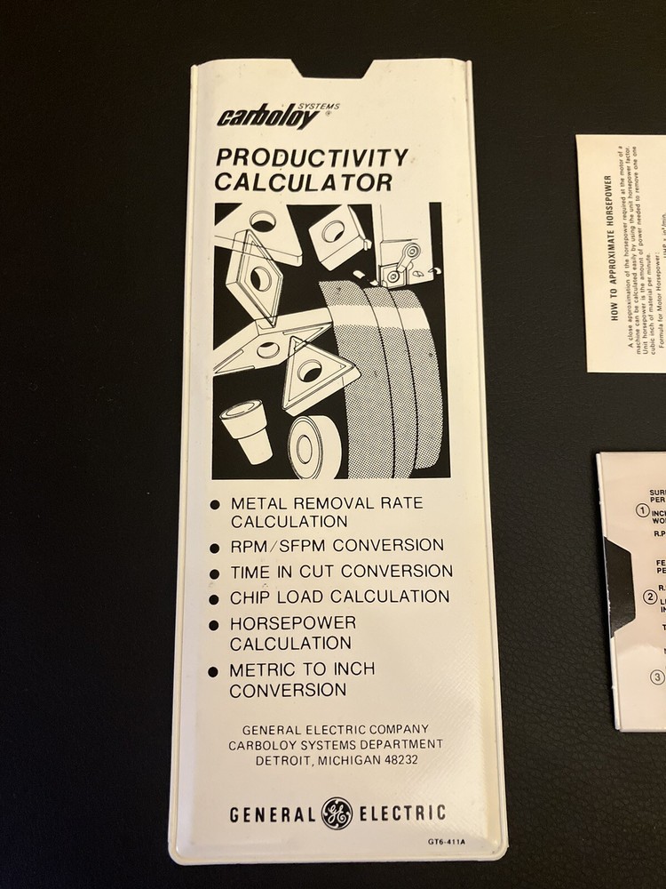CARBOLOY SYSTEMS PRODUCTIVITY CALCULATOR MULTI FUNCTION MACHINIST TOOL