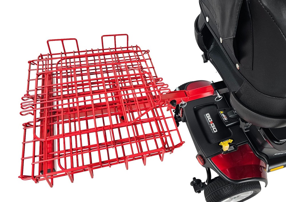 Foldable Folding Scooter Rear Basket for Pride Mobility Scooters: RED
