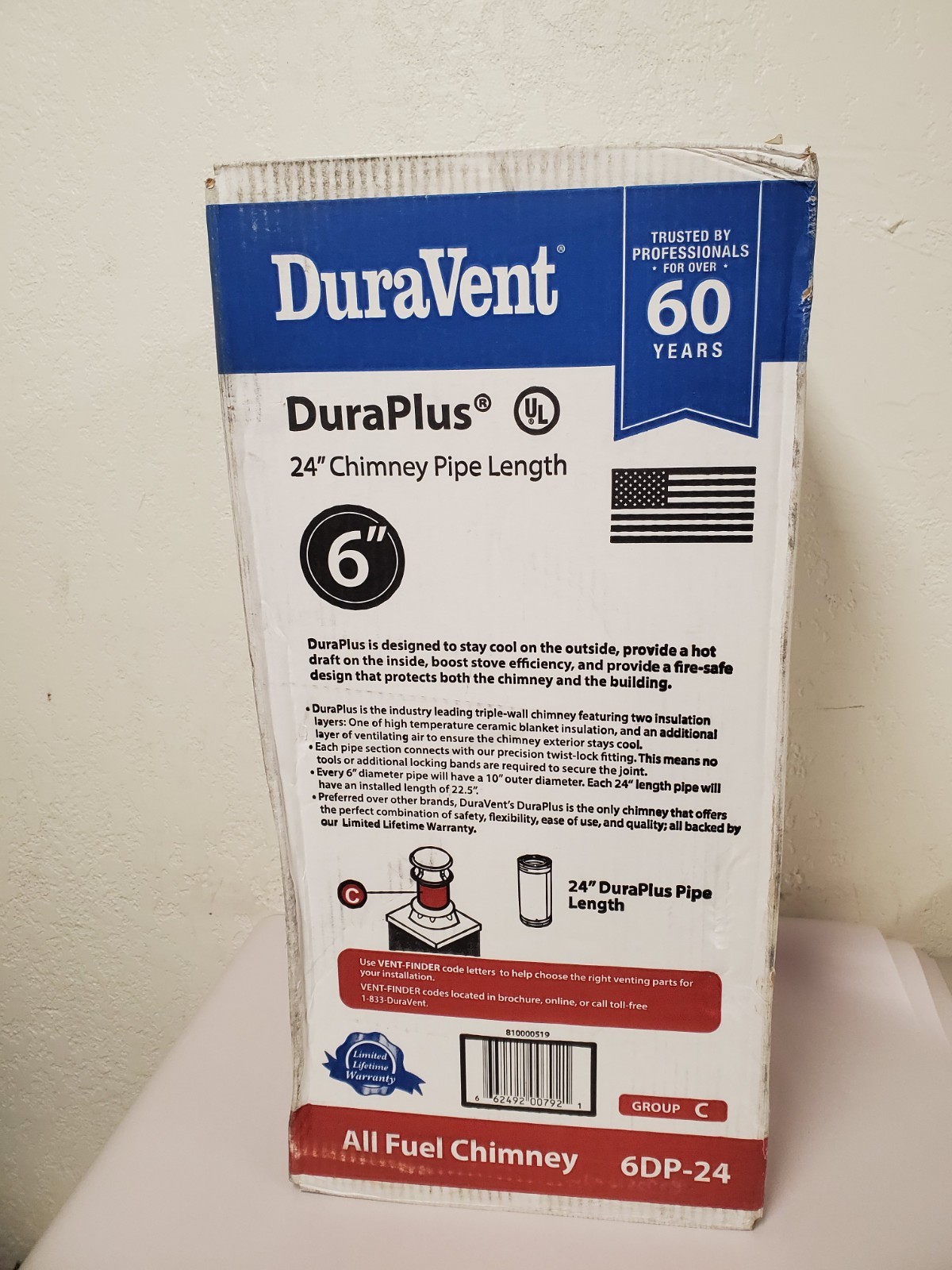 DuraVent DuraPlus All-Fuel Chimney 6 in. x 24 in. Diameter Chimney Pipe (6DP-24)