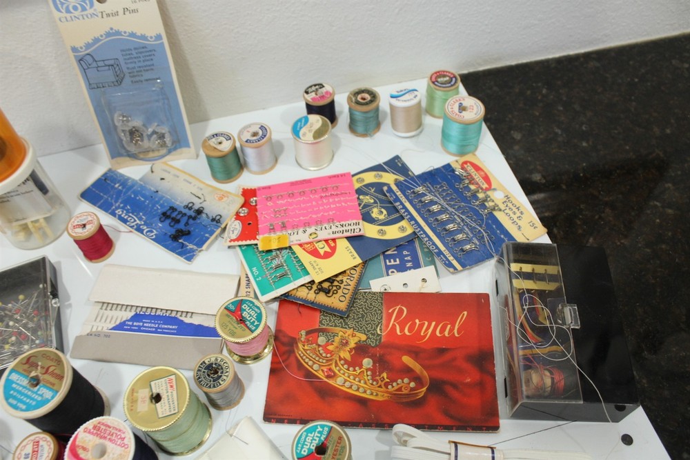 Vintage Sewing Making Items Large Lot - Thread, Needles, Pins, Tools + More
