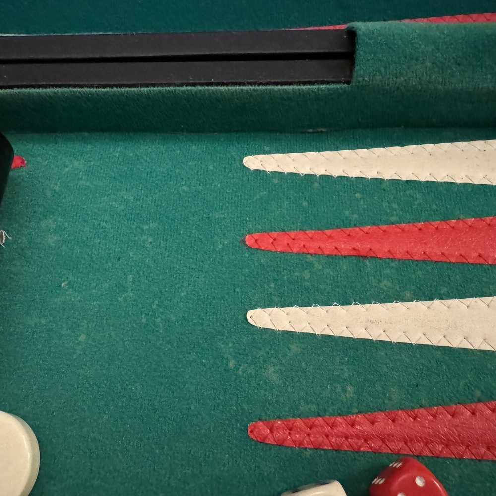 VTG Backgammon Set Bakelite 32 Red Cream Pieces