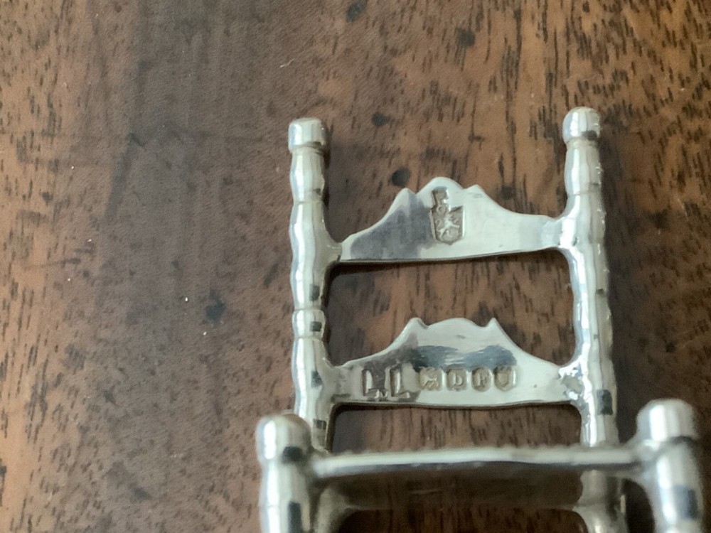 ANTIQUE NOVELTY SILVER MINIATURE CHAIRS