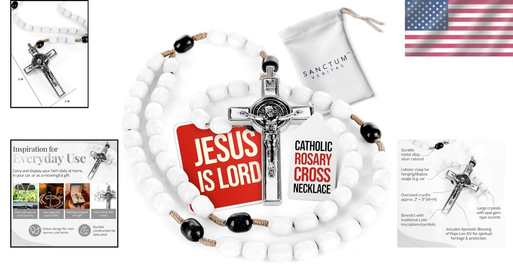 Italian Rosary with Pope Leo XIV Blessing – Elegant White Beads for Devotion