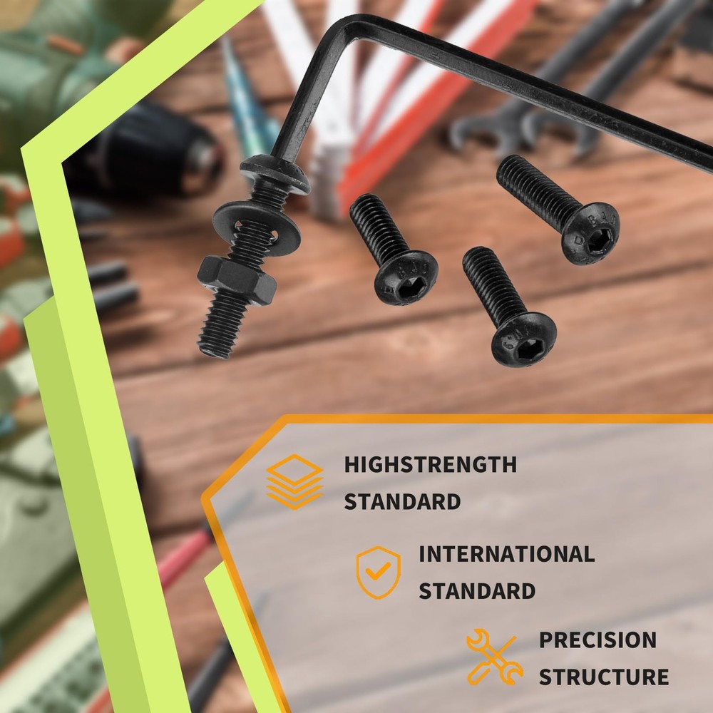 QOOSIKICC 765 Pcs M3 Bolt and Nut Kit - Hex Socket Button Head Cap M3, Black