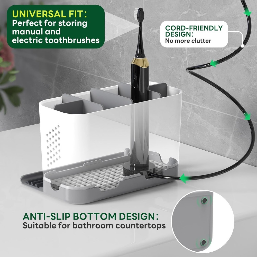 Toothbrush Holders for Bathrooms, Adjustable 6 Slots