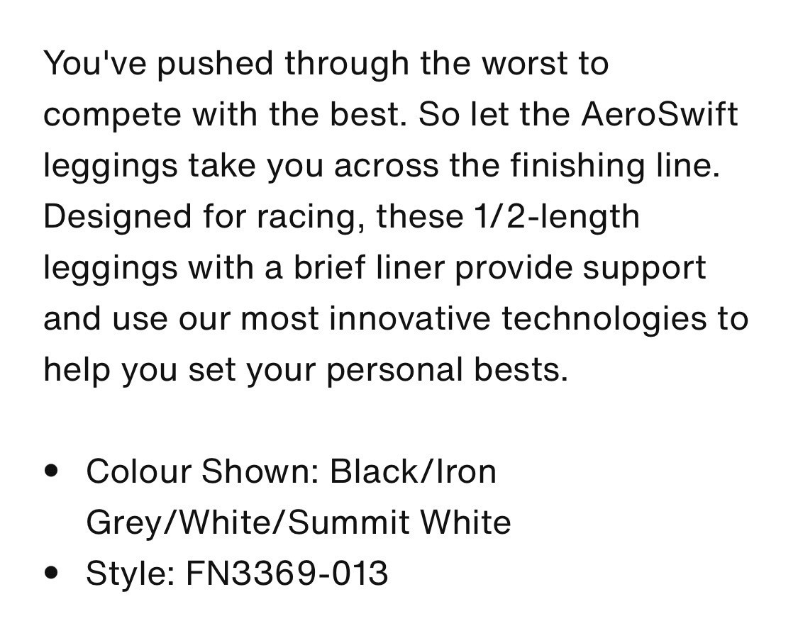 FN3369-013 Large Nike AeroSwift Men's Dri-FIT ADV Running 1/2-Length Leggings