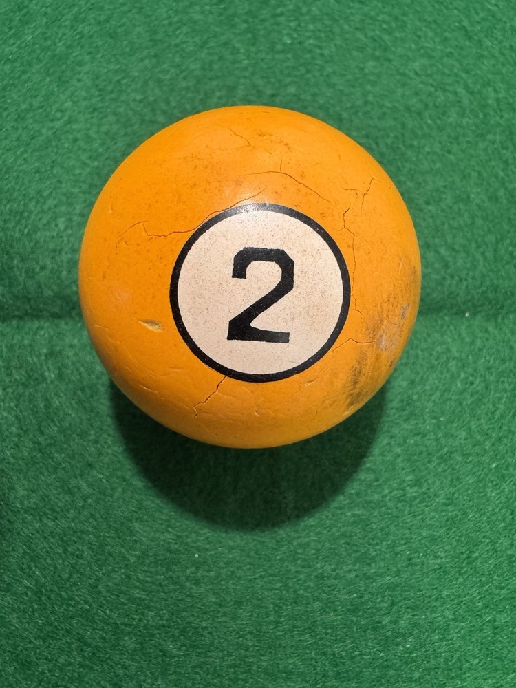 Vintage “Clay” Billiard Pool Ball Solid Yellow #2 Collectible