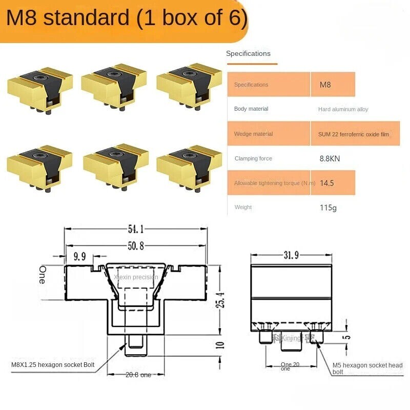 High-precision Machine Tool Workholding for CNC Machining M8 M6 Vise Base