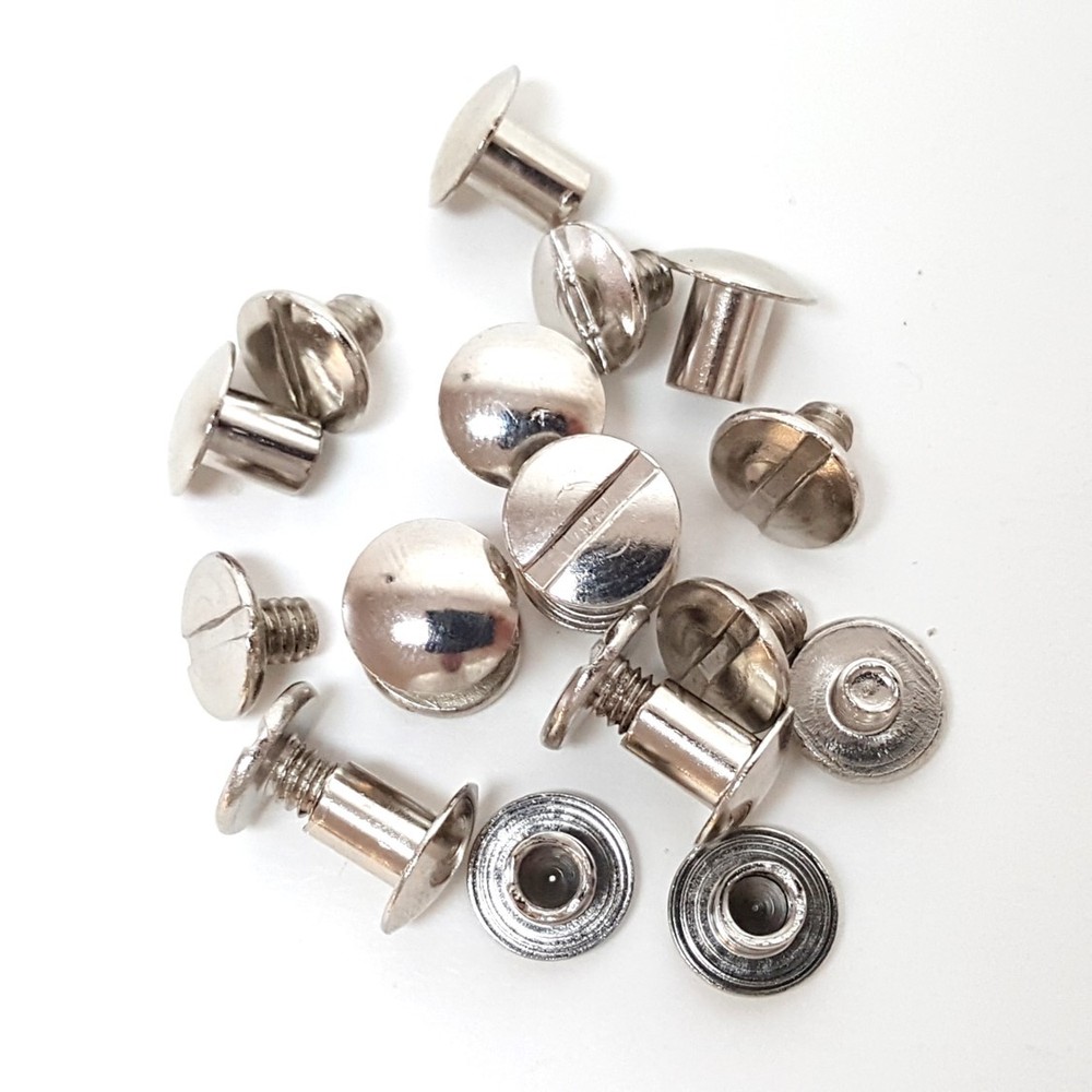 10 Pack 3/8" Nickel CHICAGO SCREWS Solid Belt/Tack Screw Post