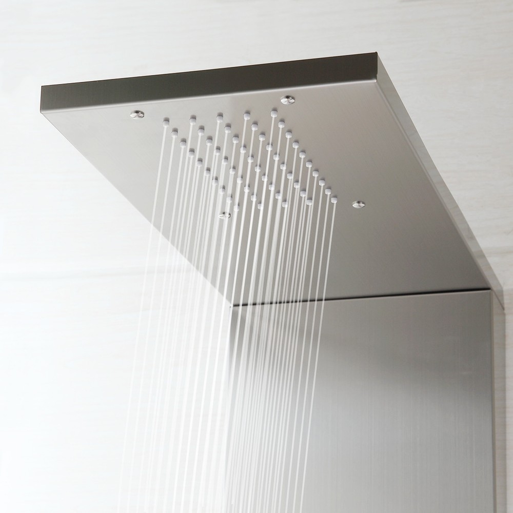 Nickel Bathroom Screen Shower Panel Thermostatic System With Plastic Hand Spray