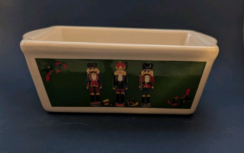 Small 6" Ceramic Pan Loaf By Nantucket With Nutcracker Design