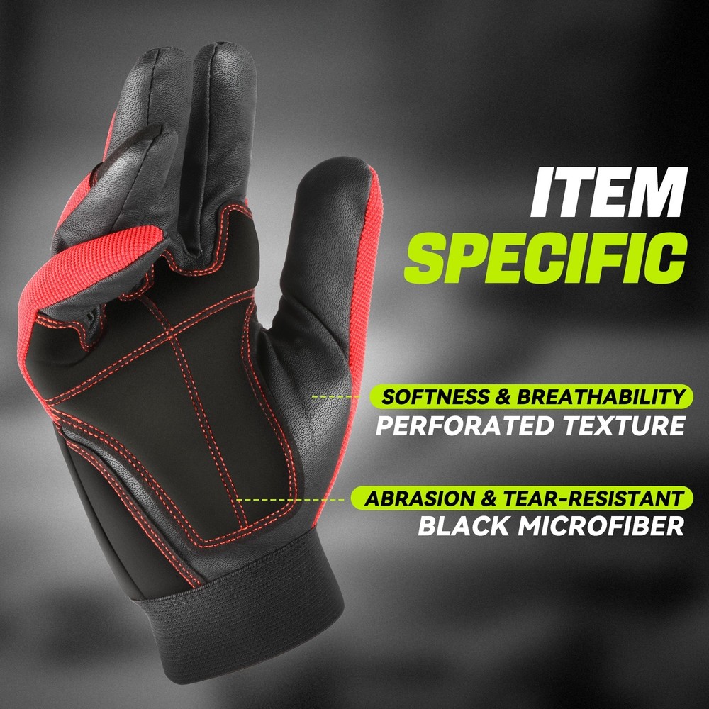 4 Pair Red/Black Breathable Multi-Purpose Utility Mechanic Protective Work Glove