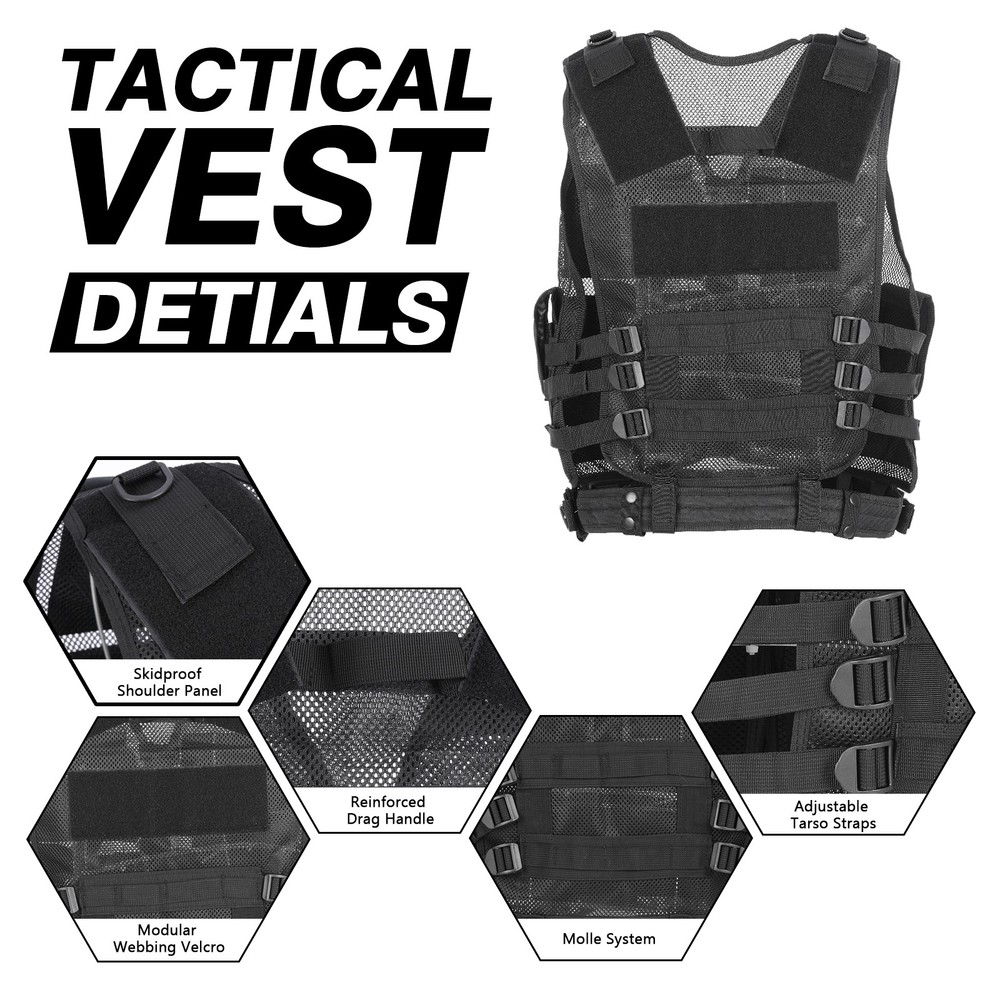Tactical Vest Airsoft Breathable Quick Release Vest Adjustable for Training OOBZ