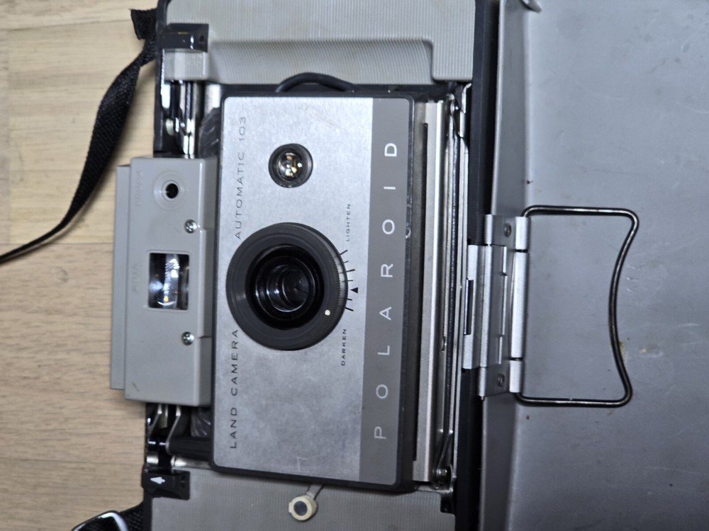 Vintage Polaroid Automatic 103 Folding Land Camera, Case, Strap & Accessories