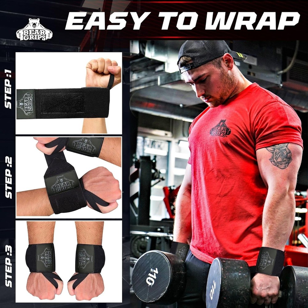 Secure & Comfortable Wrist Wraps for Weightlifting - Ideal for Strength Training