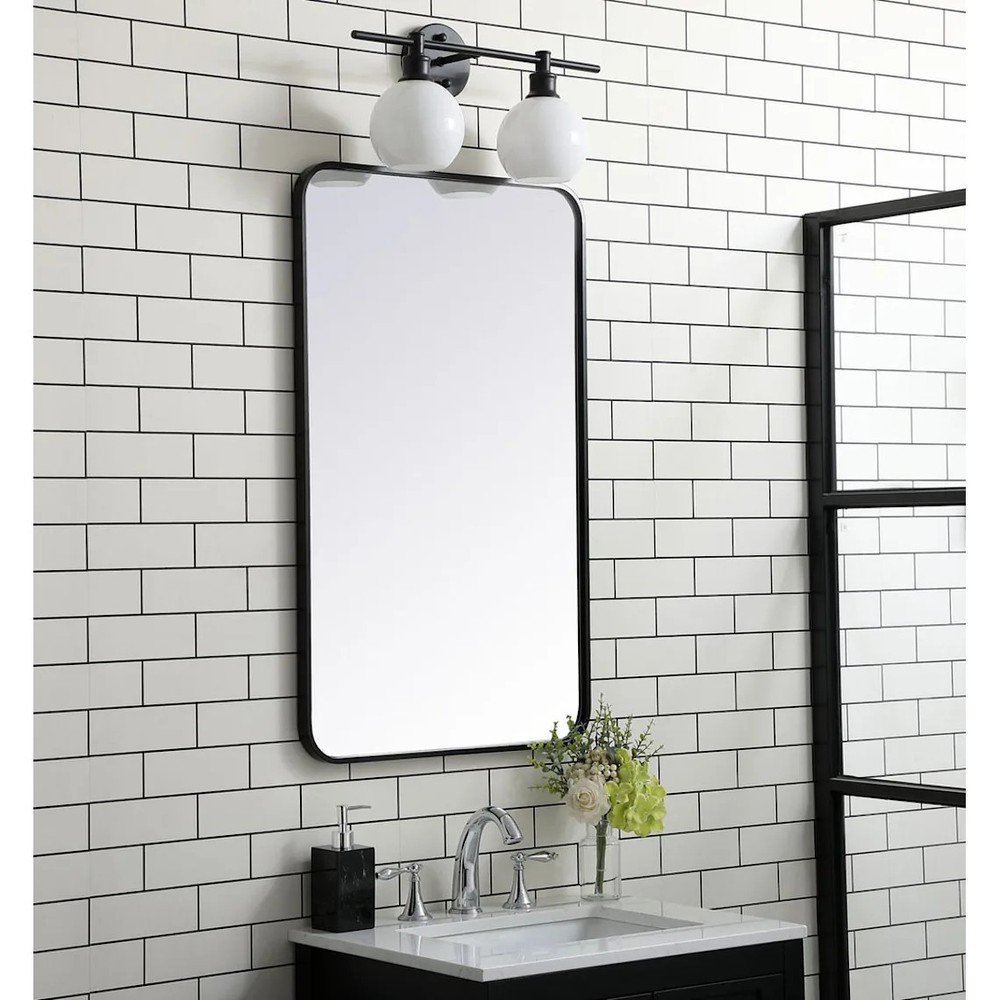 Roseto Formiae 22" Wx36" H Contemporary Rectangular Framed Bathroom Wall Mirror