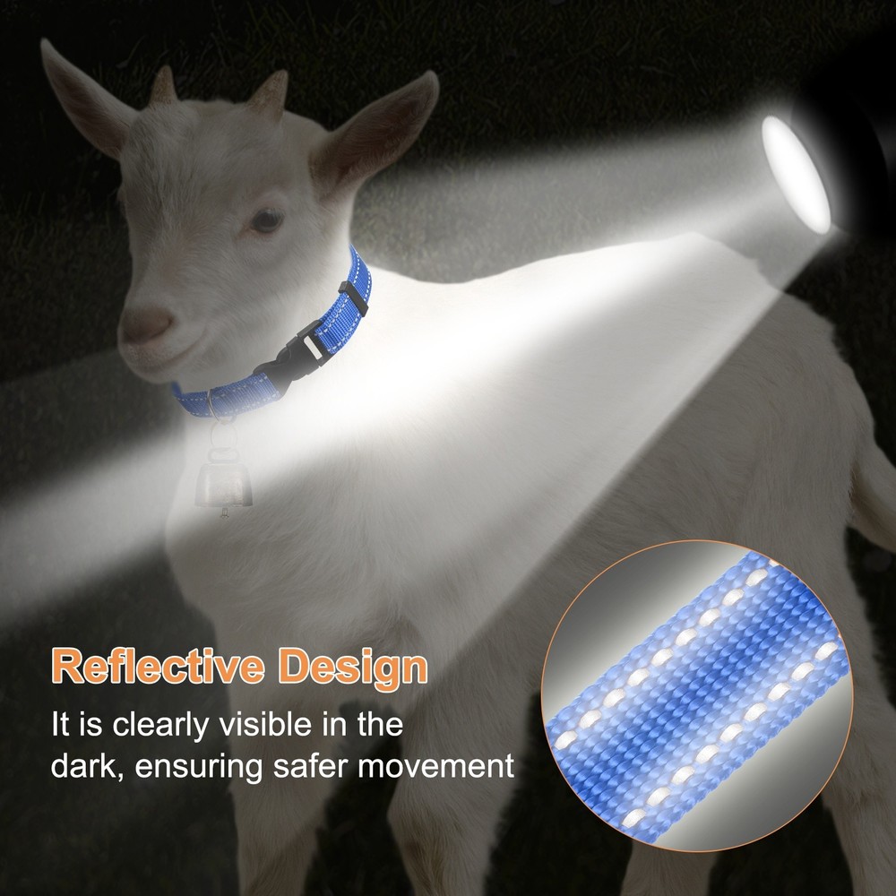 6-Pack Reflective Goat Collars with Bells, 13.8"-20.5" Polyester [Dark Blue]