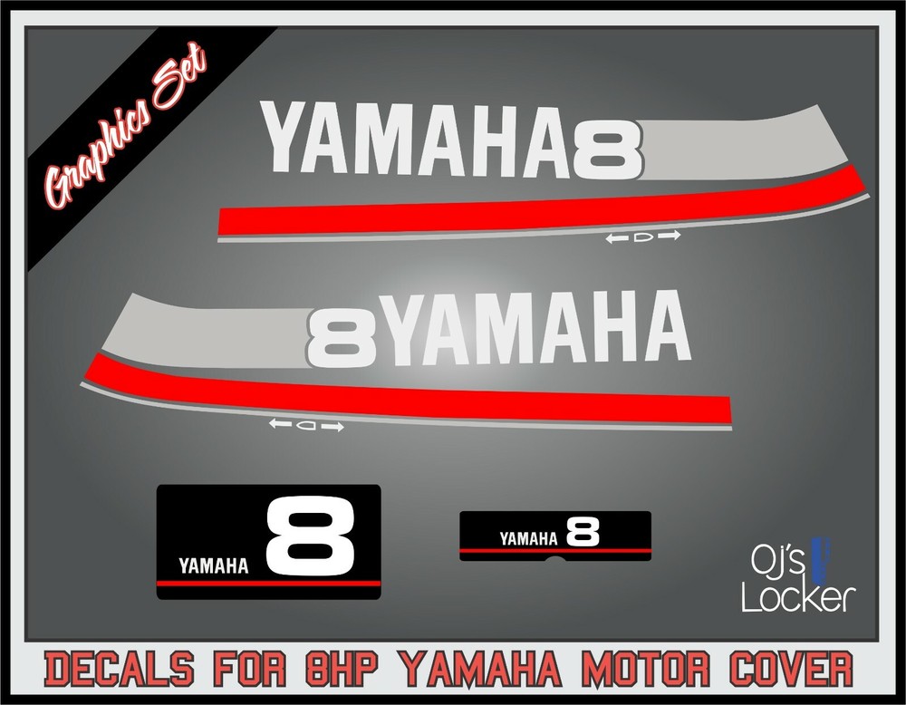Yamaha 8hp Outboard Engine Replacement Die-Cut Stickers