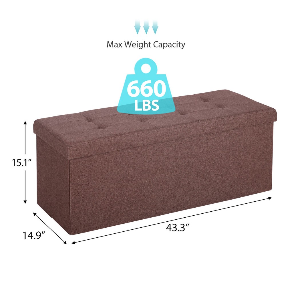 Foldable Storage Ottoman Bench Spacious Storage Chest Footrest Stool Soft